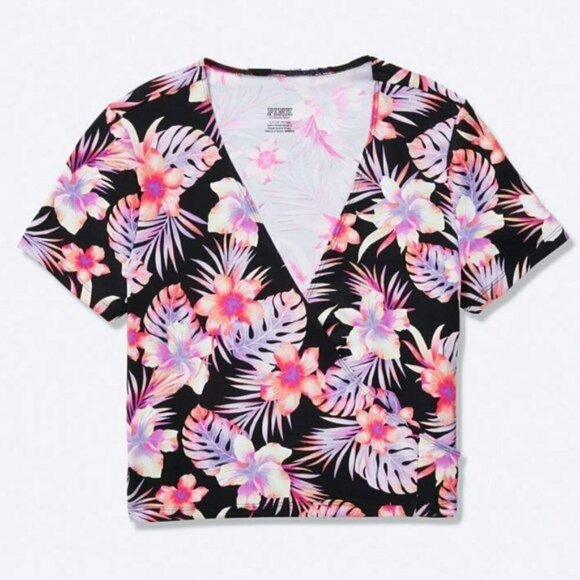 NWT PINK Victoria's Secret Floral Print Ultimate Wrap Top - Picture 4 of 6